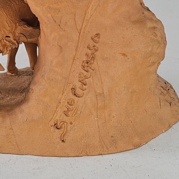 Vintage Grasso Catania Italy Goat Farmer Figurine Terracotta Sculpture - Picture 4 of 9